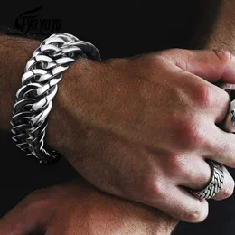 Bangle Silver Color Twisted Men Bracelets Bangles 316L Stainless Steel Wrist Band Hand Chain Male Accessory Hip Hop Party Rock Jewelry