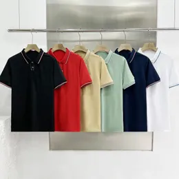 2023 estate del progettista dei nuovi uomini di colore solido a maniche corte polo T-shirt casual camicia risvolto allentato di affari di modo di estate top 093d #