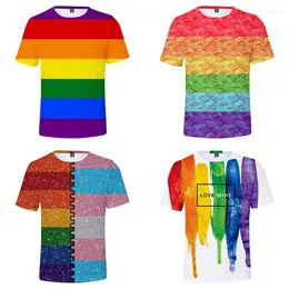 رجال القمصان LGBT قوس قزح العلم مثليات مثليون 3D صيف الموضة الرجال تي شيرت تي شيرت القمصان قصيرة الأكمام تي شيرت قميص القمصان