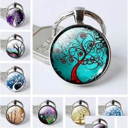 Keychains Lanyards Ship Creative Tree Of Life Time Gemstone Crystal Keychain Pendant Gift Key Rings R390 Mix Order 20 Pieces A Lot Dhmk0