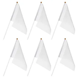 Banner bayrakları 24pcs beyaz bayraklar elle tutulan bayraklar el sallayan hakem bayrakları avlu çim işaretleme bayrakları (beyaz) g230524