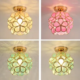 Ceiling Lights 12W Nordic Flower Ball LED Lamp E27 Tiffany Iron Acrylic Petal Inlaid Chandelier Aisle Corridor Home Decor Light