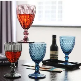 Europäischer Stil, geprägtes, gefärbtes Weinglas, dicke Kelche, Milchsaft, Sektglas, Trinkbecher für Party, Hochzeit, 240 ml, 300 ml