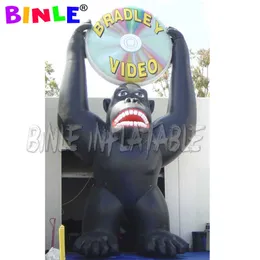 Enorm svart uppblåsbar Kingkong Uppblåsbar gorilla med att hålla DVD uppblåsbar schimpans djurmodell för reklam