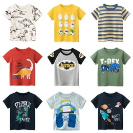 Polos Kids Summer T Shirt Cartoon Animals Shark Dinosaur Print Toddler Boys Cotton Tee Tops T koszule 230524