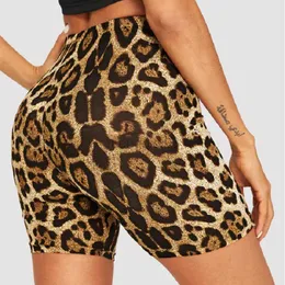 Kvinnors shorts mode leopard tryck kvinnor shorts casual orm tryck fitness kort för lady kvinnor hög midje casual cyklist kort femme y23