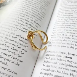 Кластерные кольца простое открытие S925 Серебряное серебро для женщин Золотое цветовое изображение.