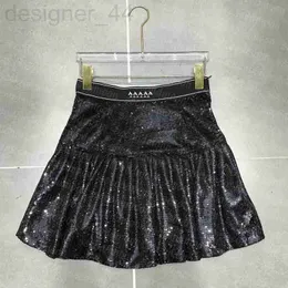 Skirts designer Full Shiny Sequin SkirtParty CluSkirt Waist Pleated Skirt Spring Summer Sexy SE1H