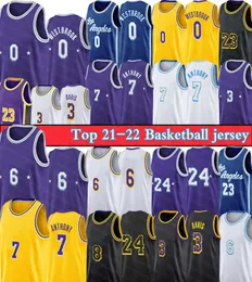 Russell 0 Westbrook Basketbol Formaları 6 James 23 Jersey Carmelo 7 Anthony 3 Davis 8 Mamba 24 Retro Erkek Kid Los 75. Yıldönümü T-Shirt Nakış