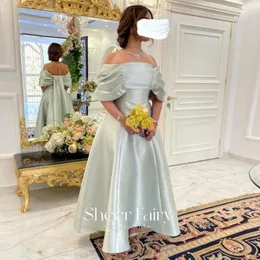 Sukienki imprezowe Sheer Fairy Green Off ramię Dubaj Dubai Evening Dress For Woman Wedding Birthday Arabic Długoficjalne suknie balowe SF031