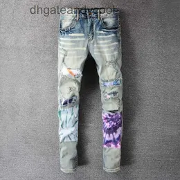 Denim amirres Jeans Pantalones de diseñador Hombre 692Amir High Street Fashion Jeans desgastados Parches para hombres Lavado desgastado Agua Elástico Slim INS Leggings MC68