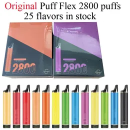 Puff Flex Disposable cigarette Vape Pen With 850mAh Battery 8ml Cartridge 2800 Puffs Bars Vapor device 25 colors in stock