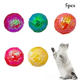 Cat Toys 5Pcs 1.57"Paillettes Ball Toy Pet Interactive Dog Play Chewing Training Balls Fornitura di accessori