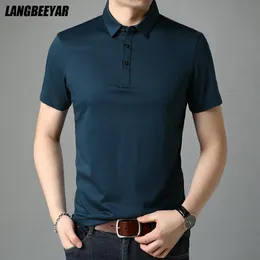 Herrpolos toppklass Mulberry Silk Summer Brand Men Polo Shirts Designer Short Sleeve Casual Tops Fashions Korean Fashion Clothing 230524
