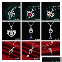 Pendant Necklaces Fashion Womens Gemstone 925 Sier Plated Necklace 10 Pieces Mixed Style Wholesale Sterling Platependant Drop Delive Dhgn0