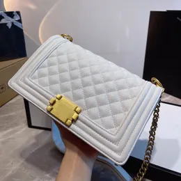 Borse a tracolla da donna in pelle di agnello caviale di qualità originale Borse trapuntate con doppia patta misura 25 cm Borsa a catena da donna Design di lusso