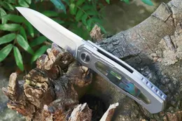 Special Offer M6721 Flipper Folding Knife CPM-20V Satin Blade CNC CT4 Titanium/ Abalone Shell Handle Ball Bearing Fast Open EDC Pocket Knives