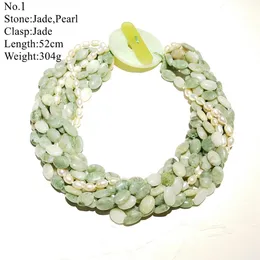 Halsketten Lii Ji Stocksale Halskette Jade Perle Grüne Farbe Halsband Große Statement-Halskette Nur 1 Stück pro Lager Schmuck für Frauen