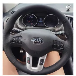 Kia Sportage 3 2011-2014 Kia Ceed Cee'd 2010-2012 Hand Sew Car Car Steering Wheel Cover G230524 G230524のステアリングホイールカバー