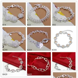 Kette Feuerwerk Herz Hohle Sterling Silber vergoldete Gliederarmbänder 8 Stück gemischter Stil Gtb17 Online zum Verkauf Mode Damen 925 Drop Dhiji