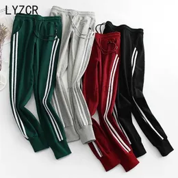 Spodnie damskie Capris Lyzcr Casual Haren Pants Woman Spring 2021 Stiped Dresspants for Women Tase Women's Pencil Spoders z paskami Y23