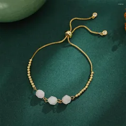 Charmarmband handgjorda naturliga rosa sten 3 pärlsträngar energi läkande kedjelänk armband för kvinnor flicka droppfartyg