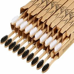 Toothbrush Rainbow Bamboo Toothbrush Banister Brush Natural Soft Hair Tooth Brush Eco-friendly Brushes Oral Cleaning Care Tools20PCS/Pack 230524