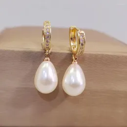 Dangle Earrings Mkopsz Oval Imitation Pearl Drop for Women FashionZirconHoopEaring Jewelry Wedding Engaged Accessories