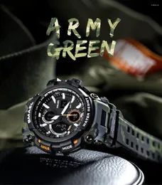 Armbandsur Smael Men Sport Watch Dual Display Analog Digital LED Electronic Wrist Watches Delicate Högkvalitativ herr Reloj Hombre
