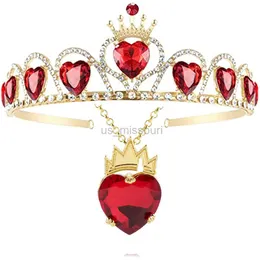 إكسسوارات أزياء أخرى EVIE Royal Red Heart Necklace Tiara Descendants Red Heart Crown Jewellry مجموعة Queen of Hears Eive for Girl Teen Hallowee J230525