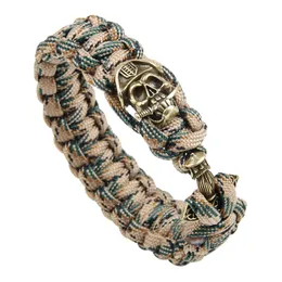 Personalidade Retro Skull Anchor Charm Bracelet Made Paracord Bracelets Jóias para homens Presente