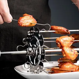 Verktyg 1Set Chicken Grill för rostare Rostfritt stål BBQ Kebab Cage Rotisserie Spett Forks Diy Camping Cooking Tool