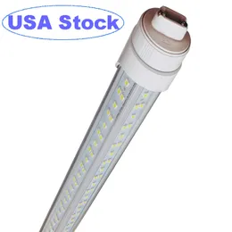 R17D Tubo de luz LED de 8 pés 2 pinos V Bulbo de 144w Rotativo HO Base Potência dupla, em forma de V, 18000lm frio branco 6500k, tampa transparente, AC 90-277V Crestech168