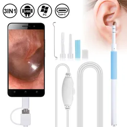 Zaopatrzenie w pielęgnację ucha 3 w 1 wizualny zestaw do czyszczenia uszu Earpick Endoscope 5.5 mm soczewki Otoscope Earwa-Cleaning Spoun łyżka do smartfona PC VECT-02 230524