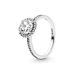 Bröllopsringar runt Sparkle Halo Ring Autentic 925 Sterling Sier Women Jewelry for Pandora CZ Diamond Girlfriend Gift med Original DHDPC