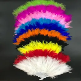 Party Favor Folding Feather Fan Party Decoration Hand Håller Vintage Chinese Style Dance Wedding Craft Downy Feathers Foldbara Dancing Fans Q113