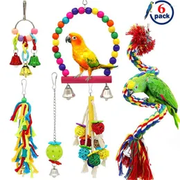 Outros pássaros abastecem 6 PCs/set Birds Pet Swing Chew Toys gaiola pendurada Brinquedos de corda de sinos escalados