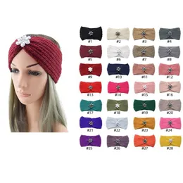Diademas Ins New 28 Colors Lady Girls Knitted Floral Pearl Hairbands Crochet Twist Headwear Headwrap Mujeres Accesorios para el cabello Drop De Dhdxt