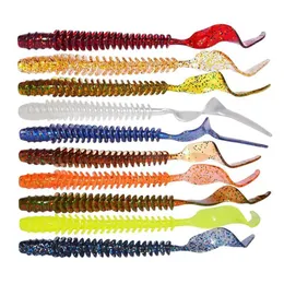 Iscas de iscas 8 peças/lote de silicone de pesca de minhocas de boom 105mm 3,2g dentes de camarão de camarão longa de borracha artificial de borracha mole shop