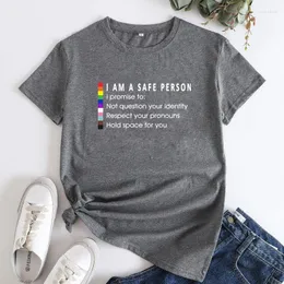 Женские футболки, футболка «Я безопасный человек», футболка унисекс, хипстерская футболка ЛГБТ-прайд, забавная молодежная рубашка с равенством прав человека, топы 5XL