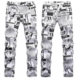 Men's Jeans Men's High Quality Street Fashion Prints Jeans Stretch Denim Pants spaper Painting Party Jeans Cool Casual Jeans 230524