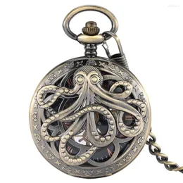 Pocket Watches High Quality Alloy Case Men Pendant Watch Mechanical Thick Chain Clock Octopus Hollow Out Necklace Souvenir för vänner