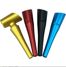 Latest Aluminum Alloy Metal Spoon Smoking Pipe Hammer Tobacco Cigarette Hand Filter Pipes multiple colors Tool Accessories