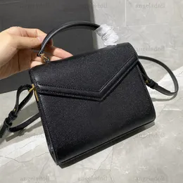 10A Mirror Quality Designers Mini Cassandra Flap Bag 20cm Womens Real Leather Black Purse lyxhandtag Handväska Crossbody axelband med låda med låda
