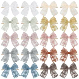 الطفل الدانتيل الطريز الشعر القوس نايلون رئيس Barrette Girls Lace Hair Clips Cotton Hair Bow kid Hairpins headpins headpins