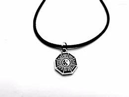 Hänge halsband enkla taiji bagua karta feng shui halsband kinesisk stil fantastisk ying yang tai chi skvaller läder rep