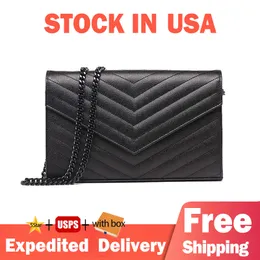 Lager i USA Luxury Designer Shoulder Bag Designer Väskor Fashion Chain Bag 10a Quality Crossbody Black Material Strip Bag Ladies Casual Handbag Gratis frakt