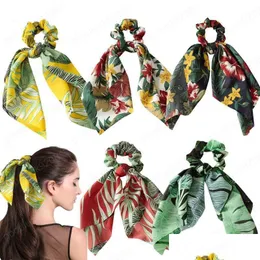 Elastici per capelli Vintage Donna Copricapo Fiocco Stelle filanti Scrunchies Nastri Cravatte Coda di cavallo Copricapo Accessori per capelli Drop Delivery Je Dhwuq