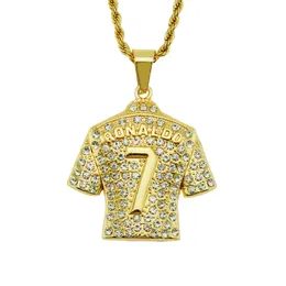 Nieuwe hiphop persoonlijkheidstrend vol met diamanten 7 jersey hanger driedimensionale heren ketting