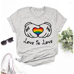T-shirt da donna T-shirt da donna Rainbow Lesbian Pride LGBT Divertente Harajuku manica corta stampata